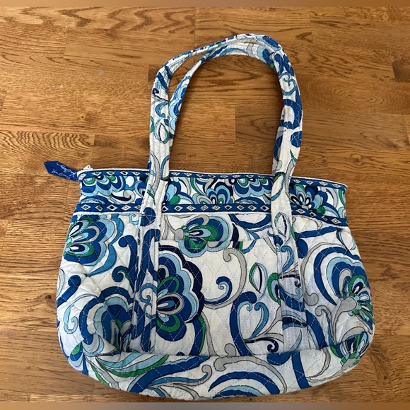 Vera Bradley Little Betsy Blue and Green Patterned Tote Bag - Picture 2 of 13